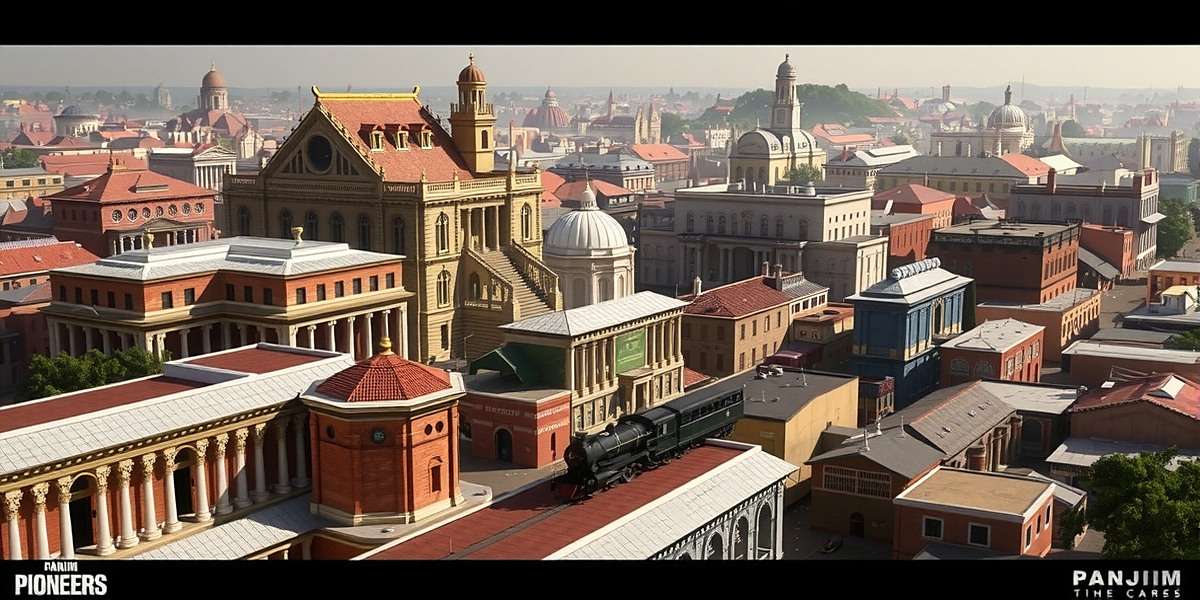 Panjim Pioneers Future Expansion Concept Art Concept art for upcoming Panjim Pioneers expansion showing new historical buildings and transportation options in a larger city layout